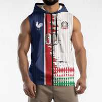 Custom France Italy Cultural Half Flag Sleeveless Zip Hoodie Scratch Style