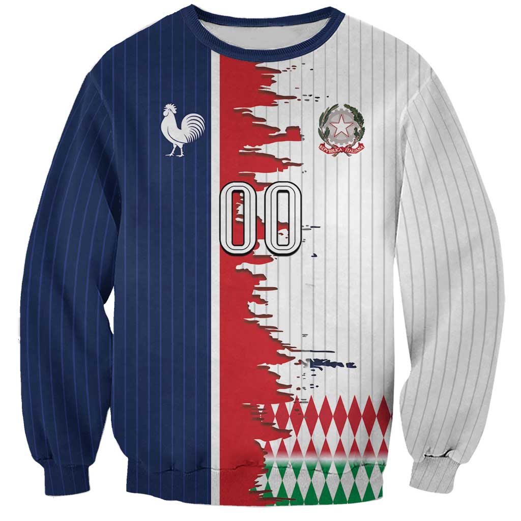 Custom France Italy Cultural Half Flag Sweatshirt Scratch Style
