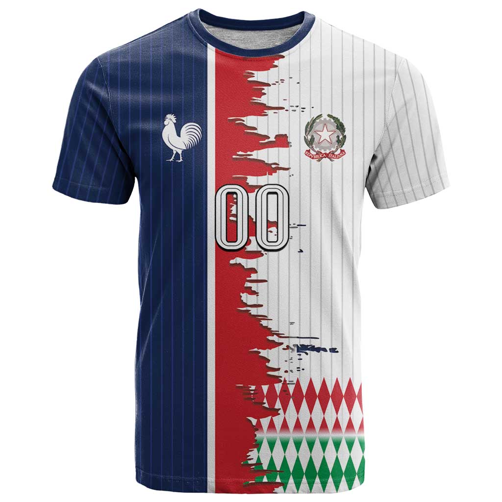 Custom France Italy Cultural Half Flag T Shirt Scratch Style