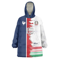 Custom France Italy Cultural Half Flag Wearable Blanket Hoodie Scratch Style