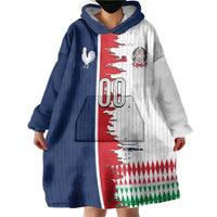 Custom France Italy Cultural Half Flag Wearable Blanket Hoodie Scratch Style