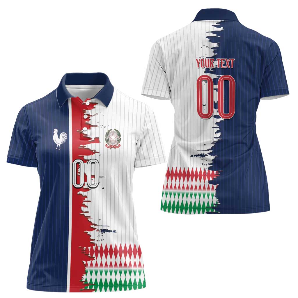 Custom France Italy Cultural Half Flag Women Polo Shirt Scratch Style