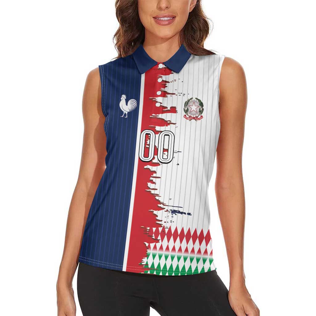 Custom France Italy Cultural Half Flag Women Sleeveless Polo Shirt Scratch Style