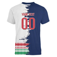 Custom France Italy Cultural Half Flag Women V-Neck T-Shirt Scratch Style