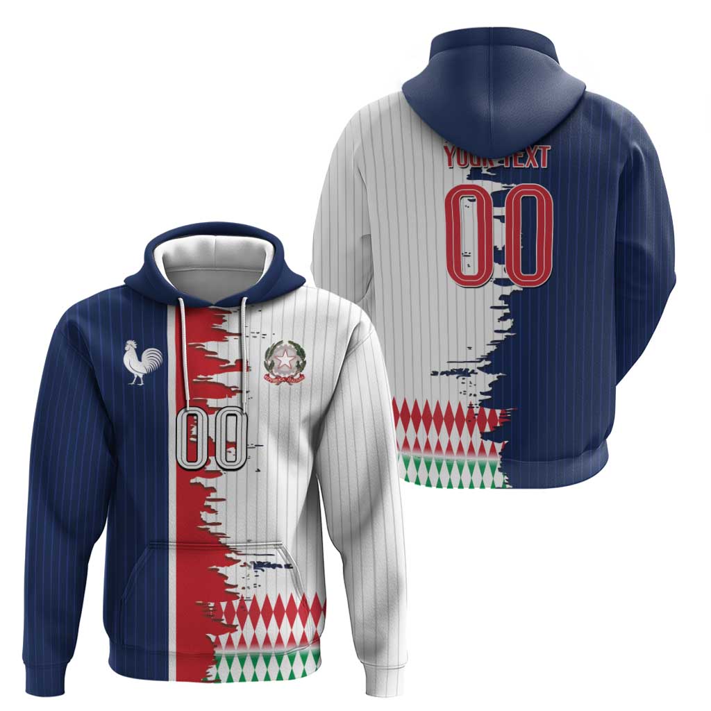 Custom France Italy Cultural Half Flag Zip Hoodie Scratch Style