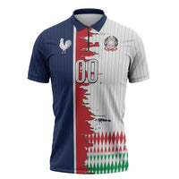 Custom France Italy Cultural Half Flag Zipper Polo Shirt Scratch Style