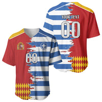 Custom Greece Spain Cultural Half Flag Baseball Jersey Scratch Style