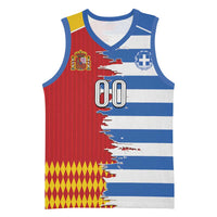 Custom Greece Spain Cultural Half Flag Basketball Jersey Scratch Style