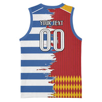 Custom Greece Spain Cultural Half Flag Basketball Jersey Scratch Style