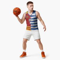 Custom Greece Spain Cultural Half Flag Basketball Jersey Scratch Style
