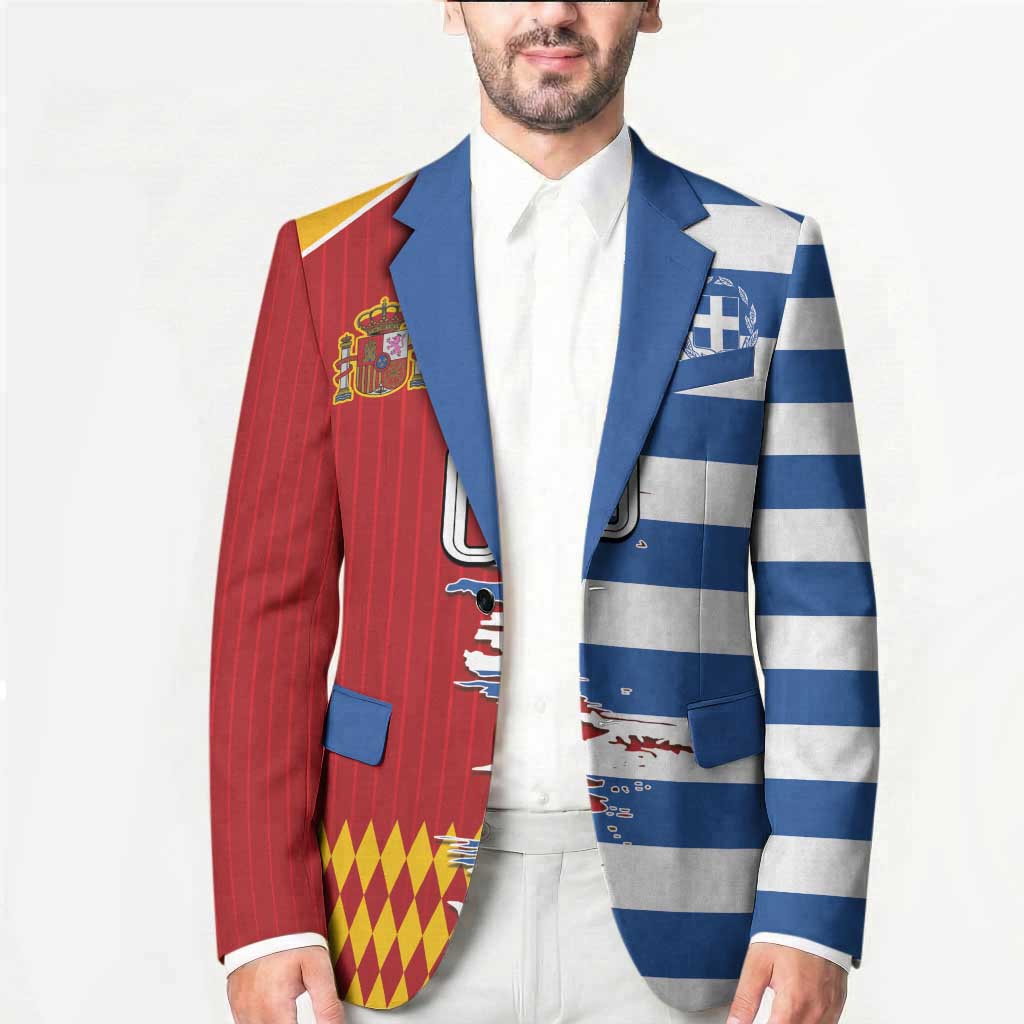 Custom Greece Spain Cultural Half Flag Blazer Scratch Style