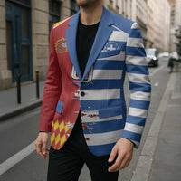 Custom Greece Spain Cultural Half Flag Blazer Scratch Style