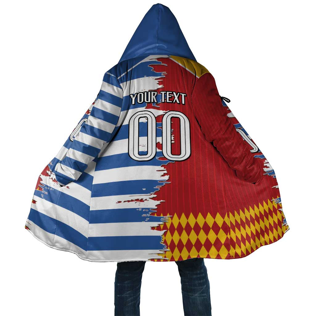 Custom Greece Spain Cultural Half Flag Cloak Scratch Style