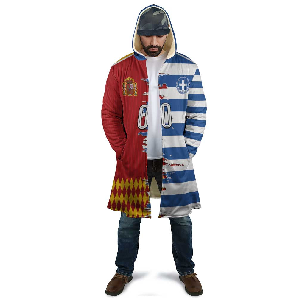 Custom Greece Spain Cultural Half Flag Cloak Scratch Style