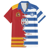Custom Greece Spain Cultural Half Flag Hawaiian Shirt Scratch Style