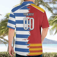 Custom Greece Spain Cultural Half Flag Hawaiian Shirt Scratch Style