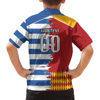 Custom Greece Spain Cultural Half Flag Kid Hawaiian Shirt Scratch Style