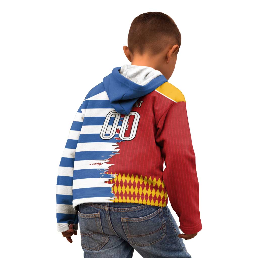 Custom Greece Spain Cultural Half Flag Kid Hoodie Scratch Style