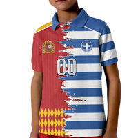 Custom Greece Spain Cultural Half Flag Kid Polo Shirt Scratch Style