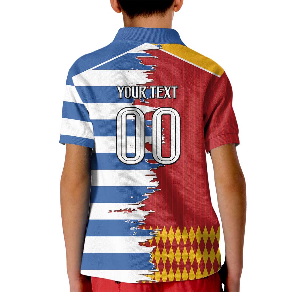 Custom Greece Spain Cultural Half Flag Kid Polo Shirt Scratch Style