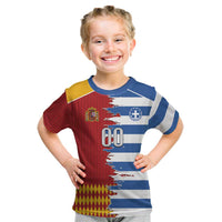 Custom Greece Spain Cultural Half Flag Kid T Shirt Scratch Style