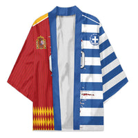 Custom Greece Spain Cultural Half Flag Kimono Scratch Style