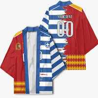 Custom Greece Spain Cultural Half Flag Kimono Scratch Style