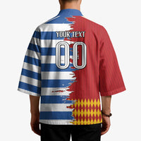 Custom Greece Spain Cultural Half Flag Kimono Scratch Style