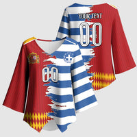 Custom Greece Spain Cultural Half Flag Kimono Sleeve Blouse Scratch Style