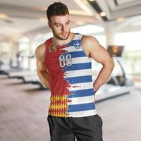 Custom Greece Spain Cultural Half Flag Men Tank Top Scratch Style