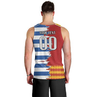 Custom Greece Spain Cultural Half Flag Men Tank Top Scratch Style