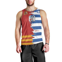 Custom Greece Spain Cultural Half Flag Men Tank Top Scratch Style