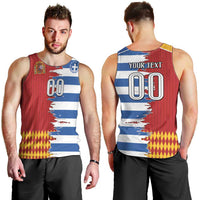 Custom Greece Spain Cultural Half Flag Men Tank Top Scratch Style