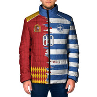 Custom Greece Spain Cultural Half Flag Padded Jacket Scratch Style