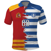 Custom Greece Spain Cultural Half Flag Polo Shirt Scratch Style