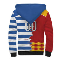 Custom Greece Spain Cultural Half Flag Sherpa Hoodie Scratch Style