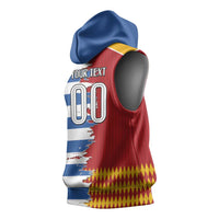Custom Greece Spain Cultural Half Flag Sleeveless Hoodie Scratch Style