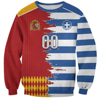 Custom Greece Spain Cultural Half Flag Sweatshirt Scratch Style