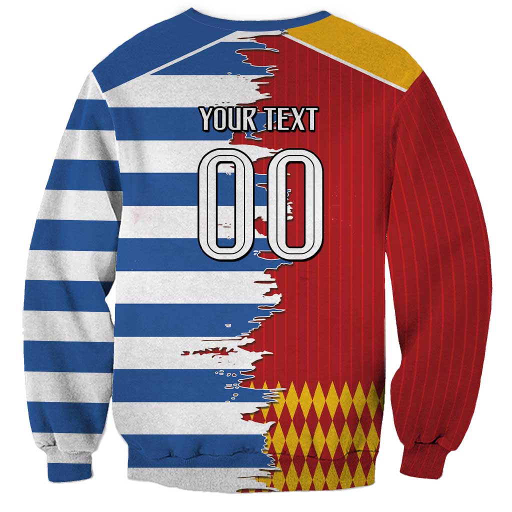 Custom Greece Spain Cultural Half Flag Sweatshirt Scratch Style