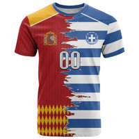 Custom Greece Spain Cultural Half Flag T Shirt Scratch Style
