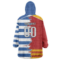 Custom Greece Spain Cultural Half Flag Wearable Blanket Hoodie Scratch Style