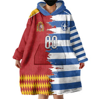 Custom Greece Spain Cultural Half Flag Wearable Blanket Hoodie Scratch Style