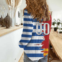 Custom Greece Spain Cultural Half Flag Women Casual Shirt Scratch Style