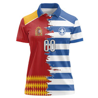 Custom Greece Spain Cultural Half Flag Women Polo Shirt Scratch Style