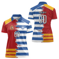 Custom Greece Spain Cultural Half Flag Women Polo Shirt Scratch Style