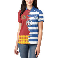 Custom Greece Spain Cultural Half Flag Women Polo Shirt Scratch Style