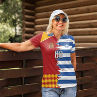 Custom Greece Spain Cultural Half Flag Women Polo Shirt Scratch Style