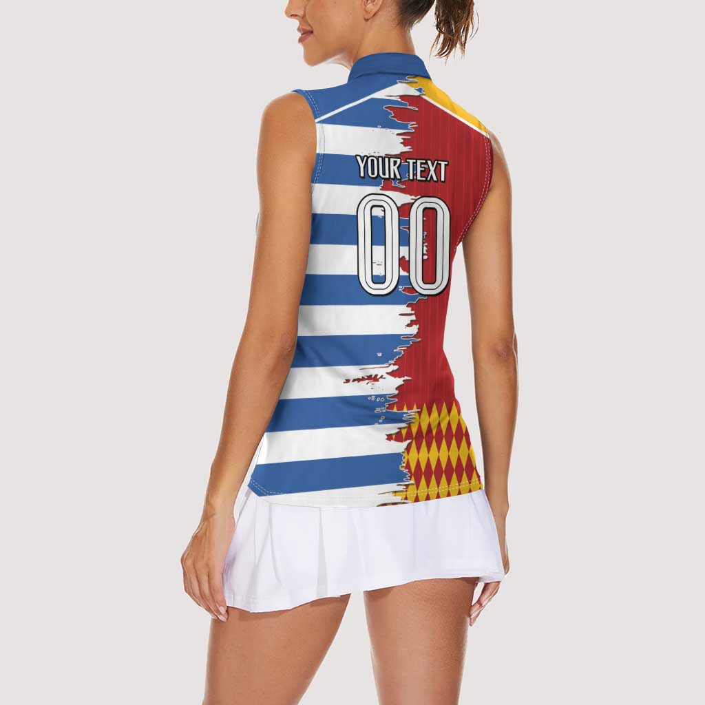 Custom Greece Spain Cultural Half Flag Women Sleeveless Polo Shirt Scratch Style