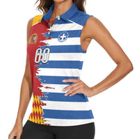 Custom Greece Spain Cultural Half Flag Women Sleeveless Polo Shirt Scratch Style