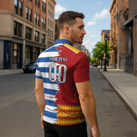 Custom Greece Spain Cultural Half Flag Zipper Polo Shirt Scratch Style